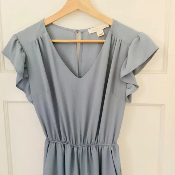 Monteau Woman's Size Small Blue Wide Leg Jumpsuit Ruffle Pant - Picture 2 of 10